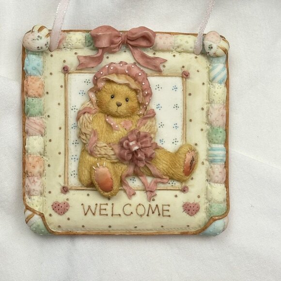1993 Priscilla Hillman Quilts Of Friendship WallPlaque Cherished Teddies EUC vnt - Picture 4 of 5